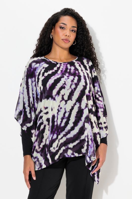 Tie-Dye Print Layered Chiffon Blouse