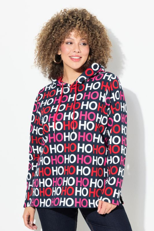 Ho Ho Ho Lettering Hooded Sweatshirt