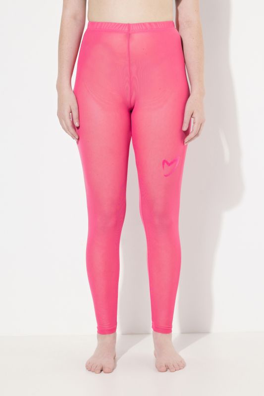 Mesh Flocked Heart Motif Leggings