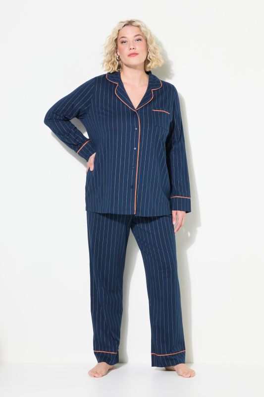 Glitter Stripe Two-Piece Lapel Collar Pajama Set