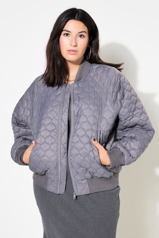 Quilted Bomber Zipper Front Pocket Jacket