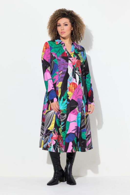 Colorful Graphic Leaf Dress