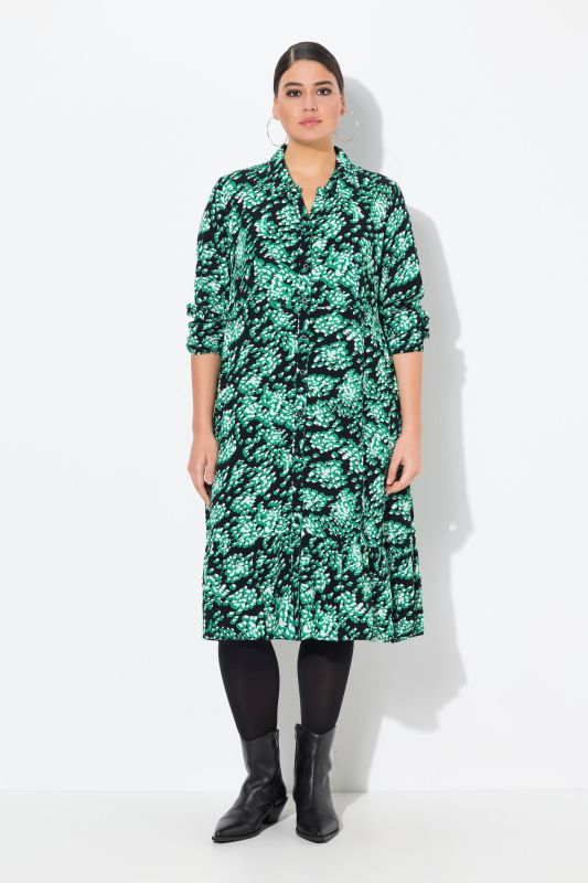 Graphic Print Long Sleeve Shirt Dress