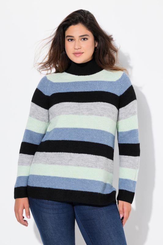 Chunky Striped Turtleneck Sweater