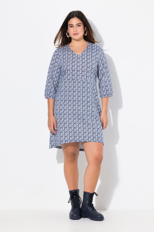 Floral Print 3/4 Sleeve Jersey Dress