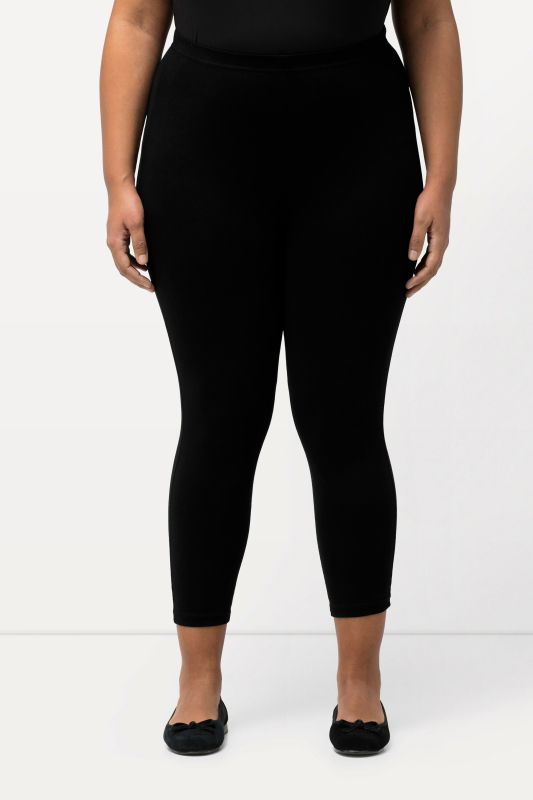 Stretch Knit Cropped Elastic Waist Leggings