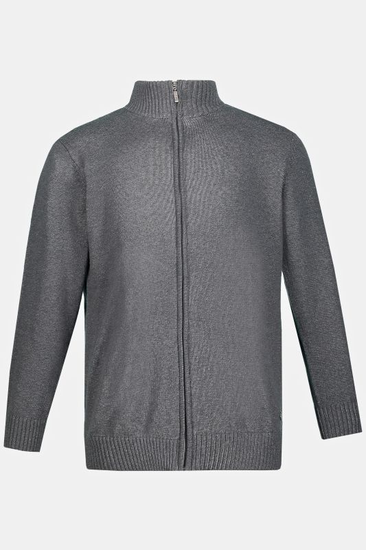 Cardigan, stand-up collar, ribbed trim