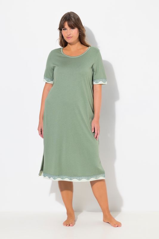 Lace Trim Short Sleeve Nightgown