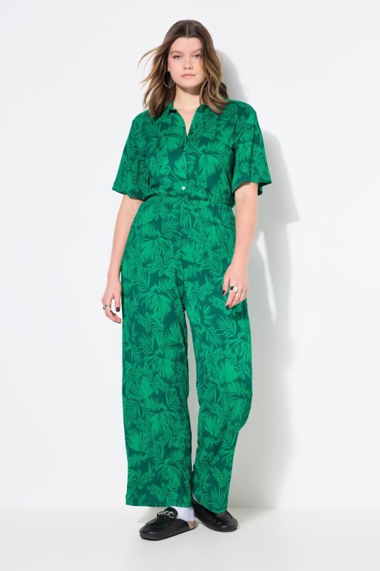 Jungle Print Short Sleeve Jumpsuit