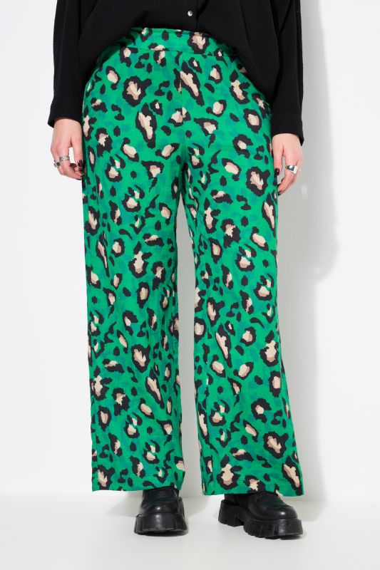 Colorful Leopard Print Elastic Waist Pants
