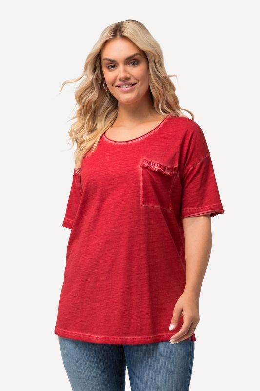 Cold Dye Ruffle Edge Pocket Tee