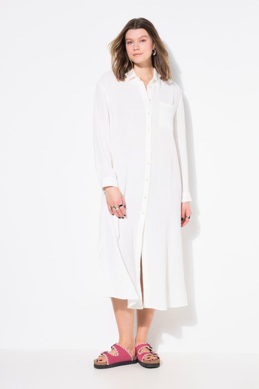 Muslin Long Sleeve Button Down Dress