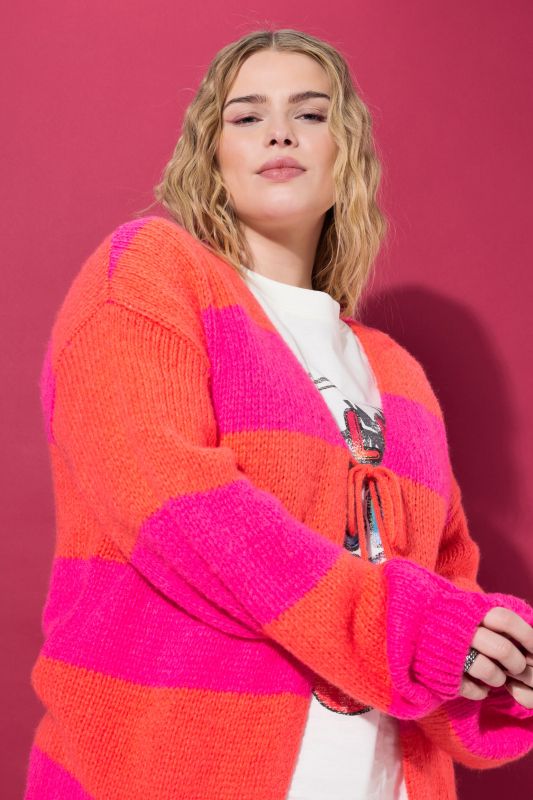 Open Shape Chunky Striped Cardigan