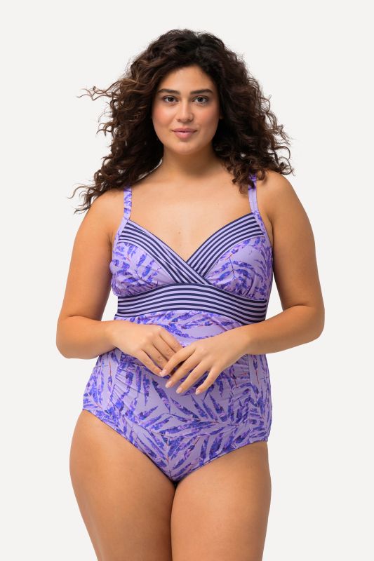 Colorful Palm Leaf Print One Piece Swimsuit