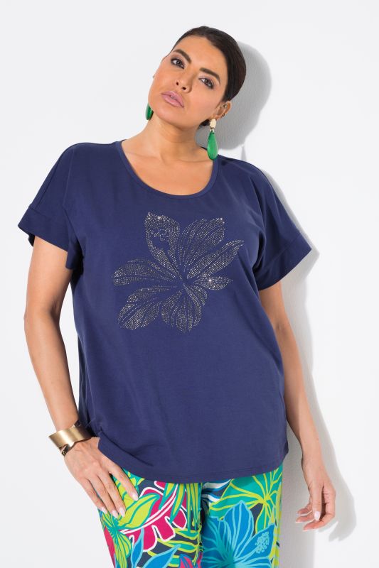 Rhinestone Flower Short Sleeve Tee