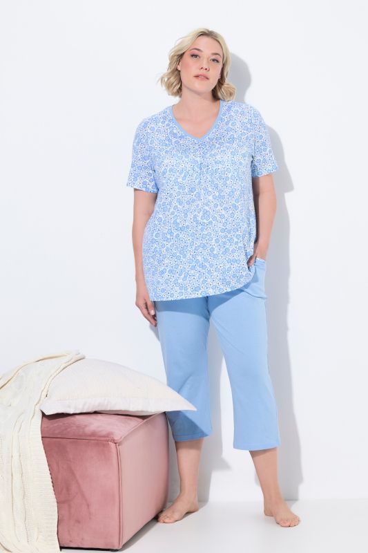 Daisy Print Two Piece Pajama Set