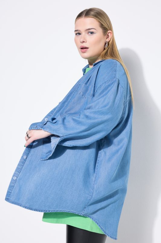 Oversized Long Sleeve Denim Blouse