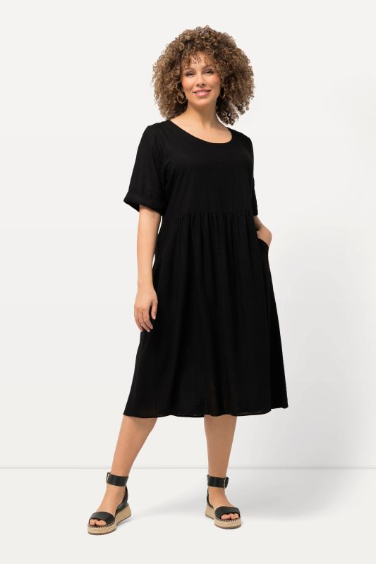 Linen Blend Short Sleeve Dress