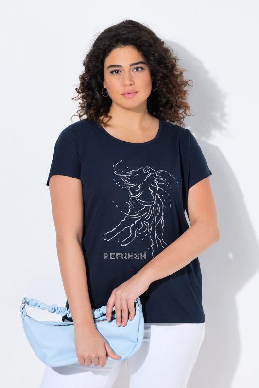 Metallic Animal Cap Sleeve Graphic Tee