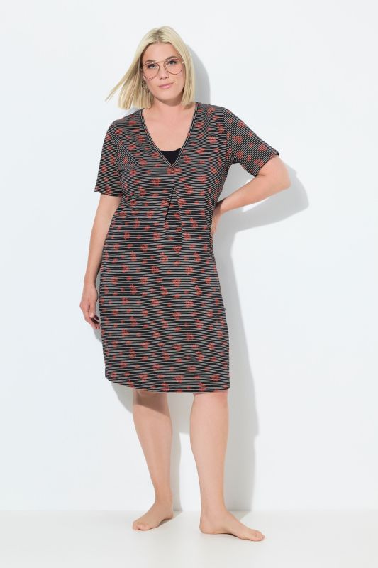 Pinstripe Petal Short Sleeve Nightgown