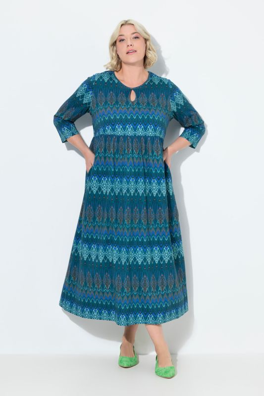 Ikat-Inspired Empire Knit A-Line Pocket Dress