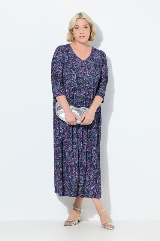Matte Jersey Paisley Empire A-Line Pocket Dress
