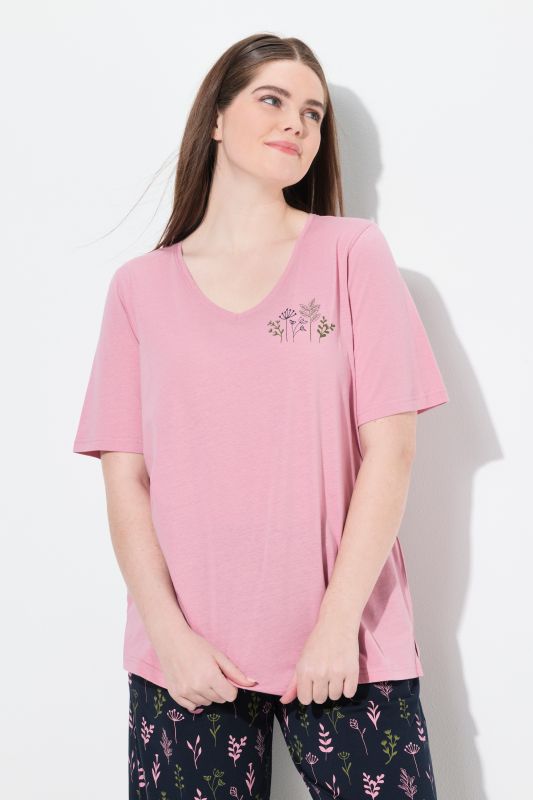 Eco Cotton Short Sleeve V-Neck Pajama Top