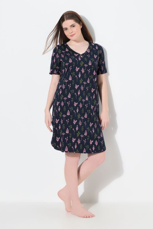 Eco Cotton Flower Print Short Sleeve Nightgown