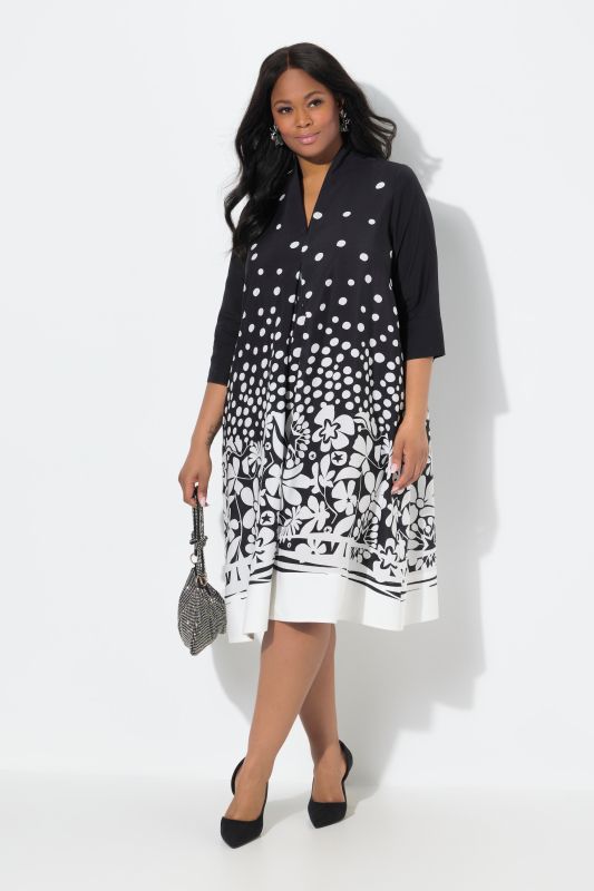 Flower Print 3/4 Sleeve Dress