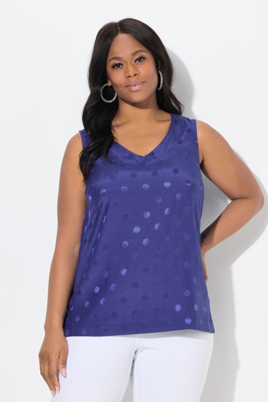 Textured Polka Dot Sleeveless Blouse