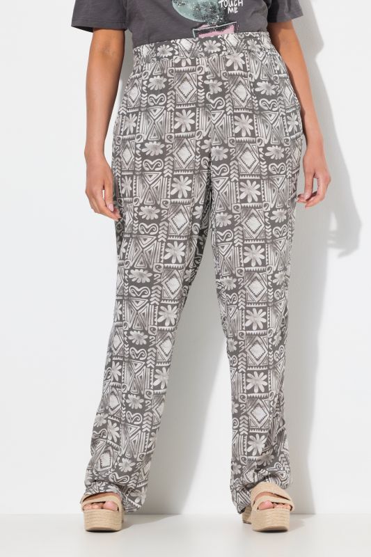 Mosaic Print Elastic Waist Pants