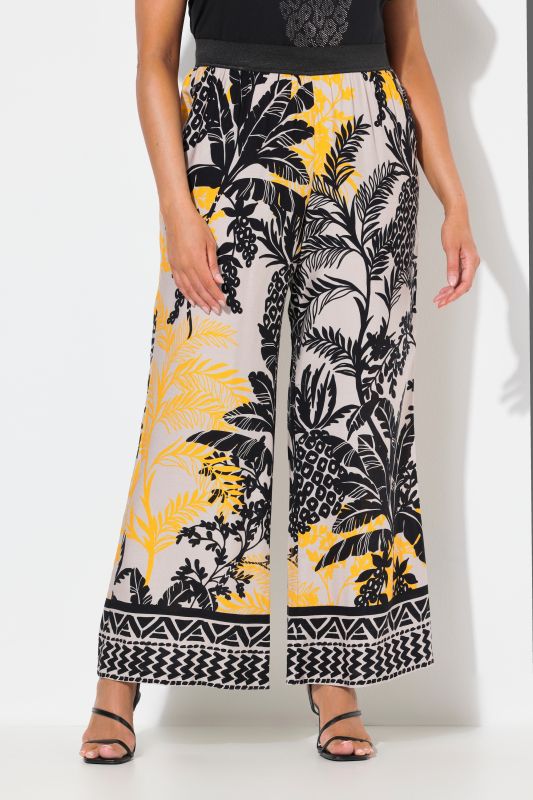 Tropical Foliage Elastic Waist Pants