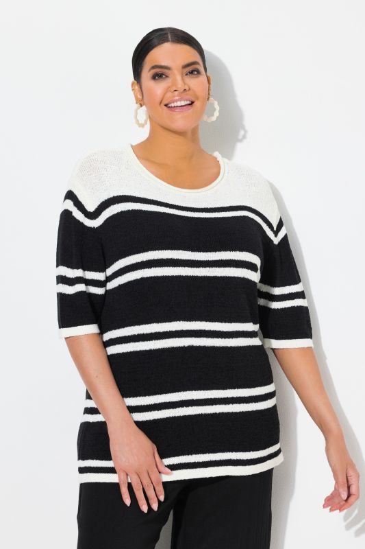 Striped 3/4 Sleeve Sweater