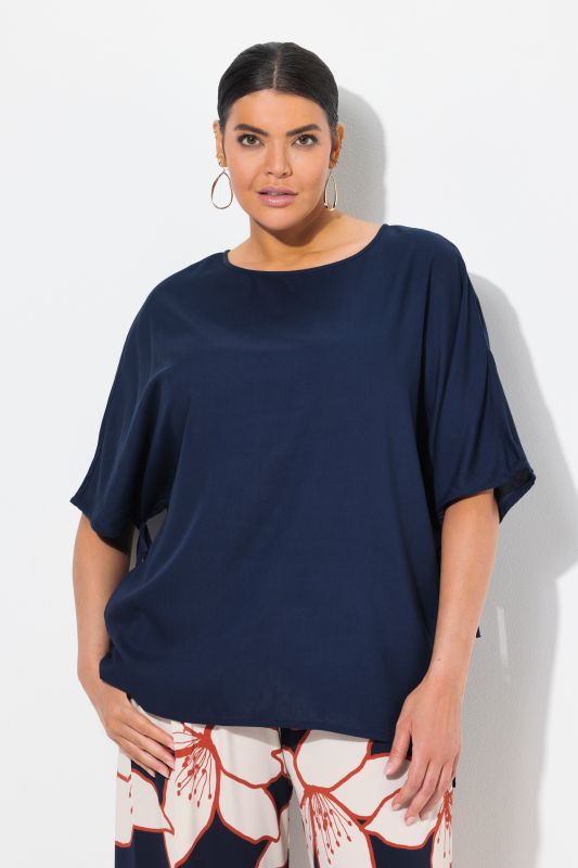 Draped Short Sleeve Drawstring Blouse
