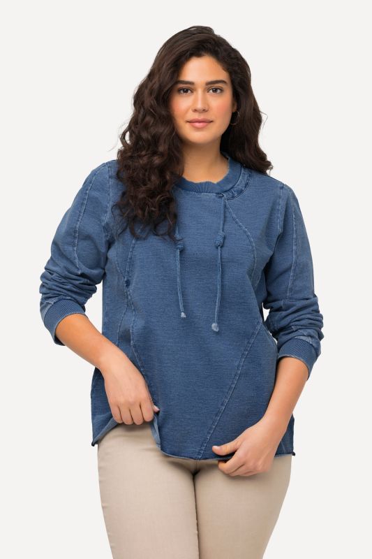 Decorative Seam Long Sleeve Crew Neck Sweatshirt
