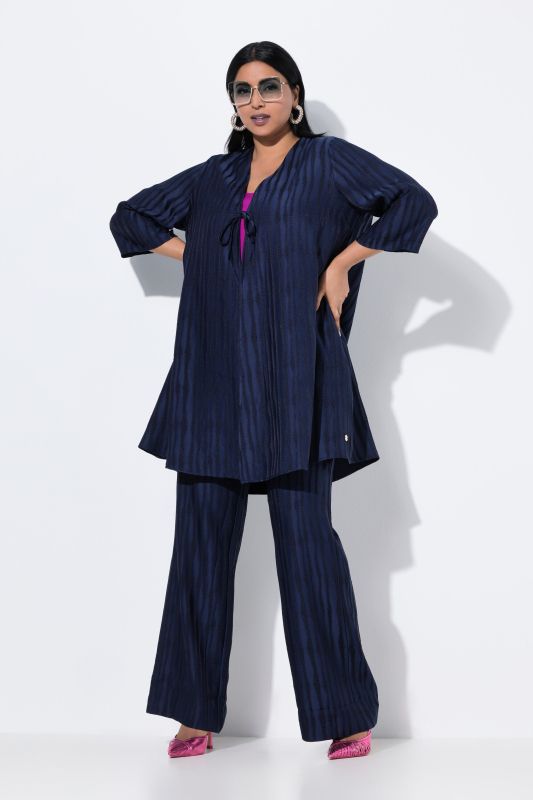 Irregular Striped Open Shape 3/4 Sleeve Cardigan