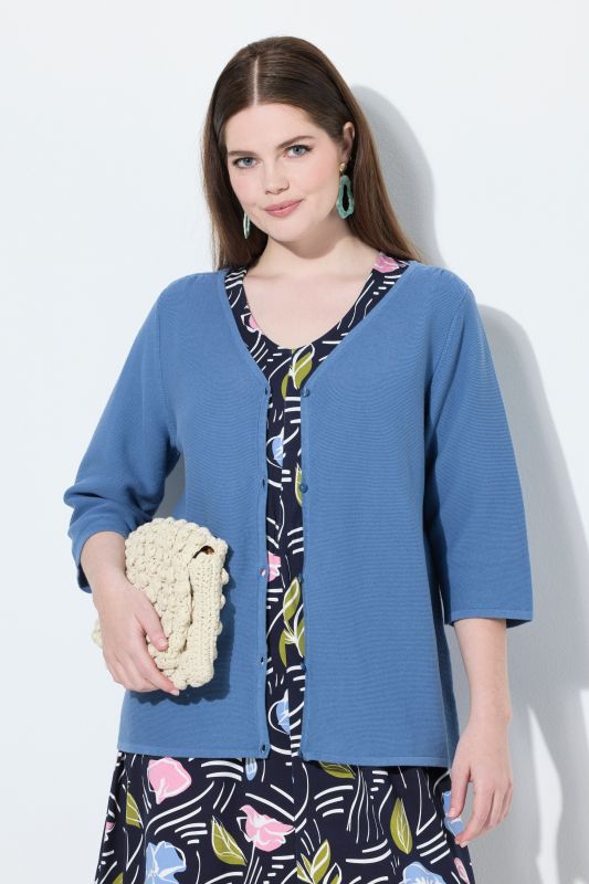 Eco Cotton 3/4 Sleeve V-Neck Cardigan