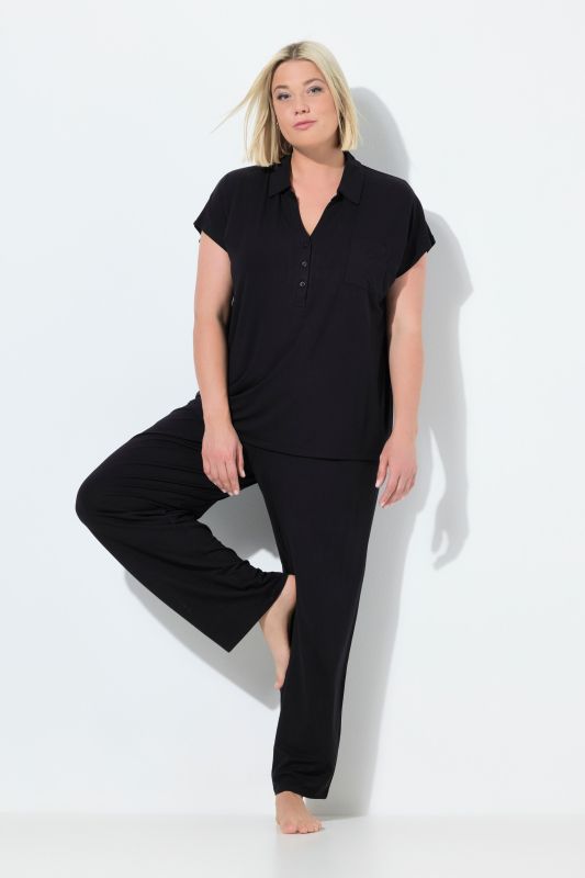 Collared Short Sleeve Pajama Set