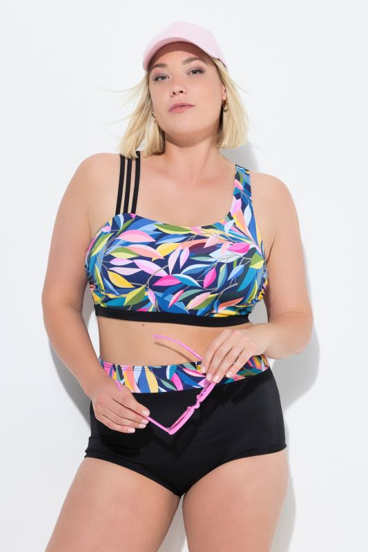 Split Strap Leaf Print Bikini Set