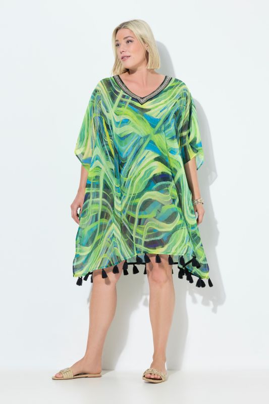 Abstract Wave Print Chiffon Dress