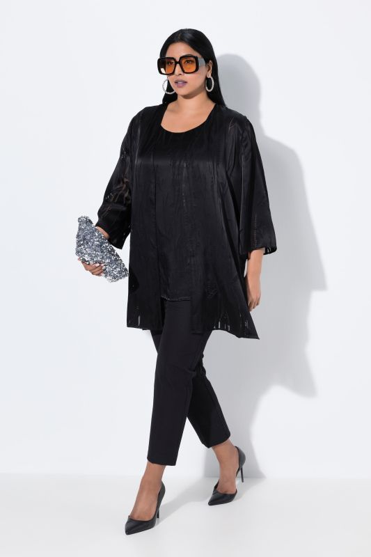 Satin Burnout Open Shape Cardigan