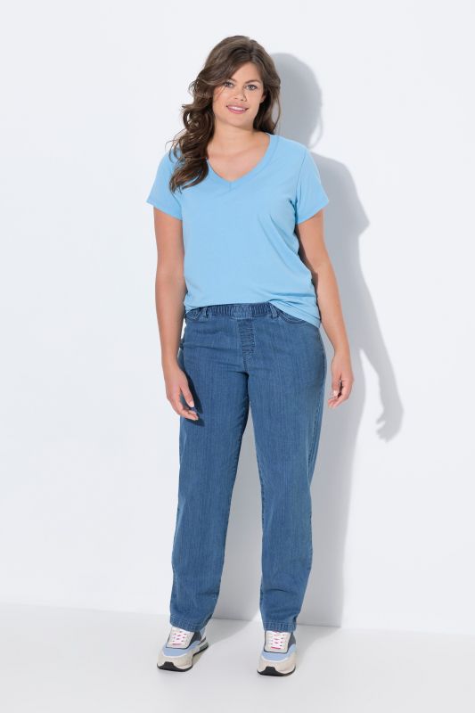 Wide Leg Elastic Waist Jeans