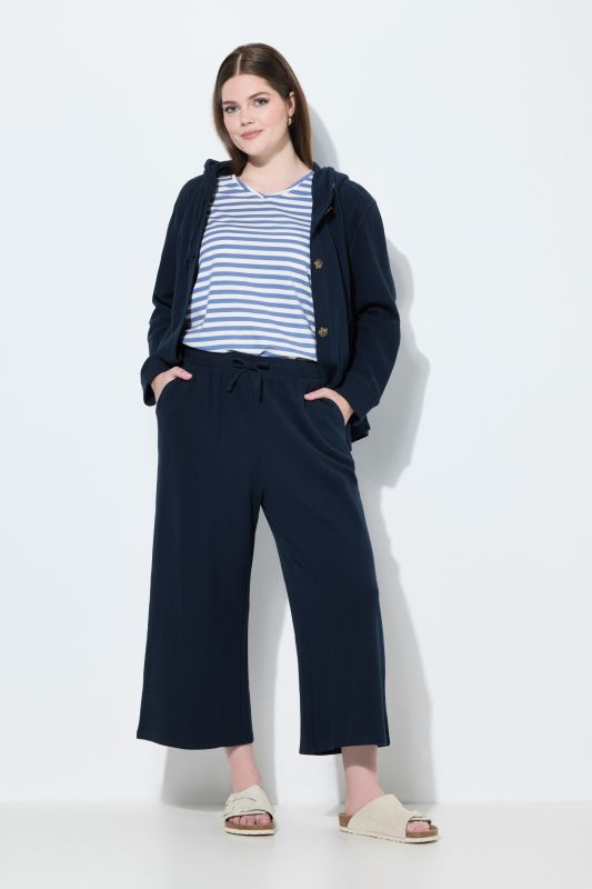 Eco Cotton Waffle Texture Elastic Waist Culottes