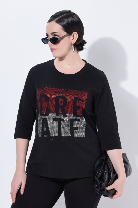 Rhinestone Motivational 3/4 Sleeve Tee