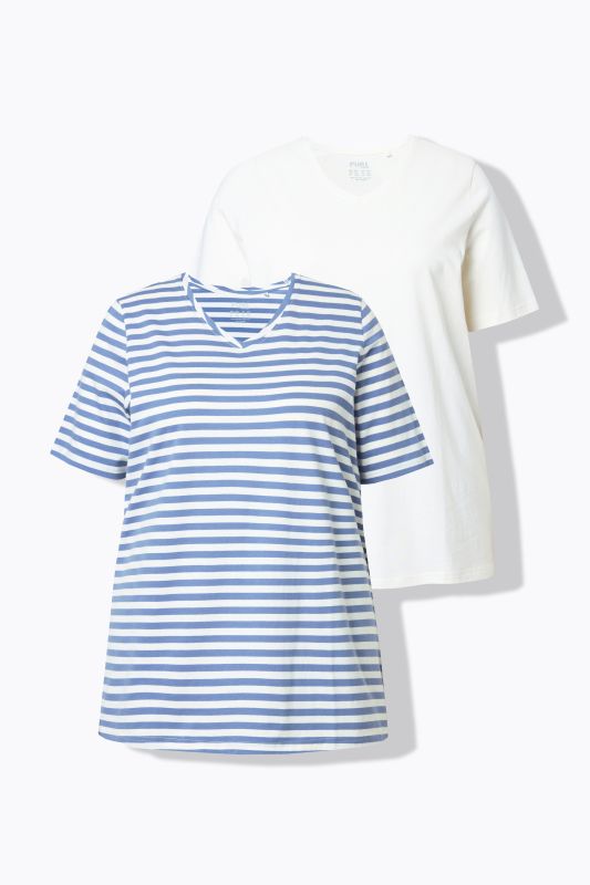 2 Pack Eco Cotton Striped Tees