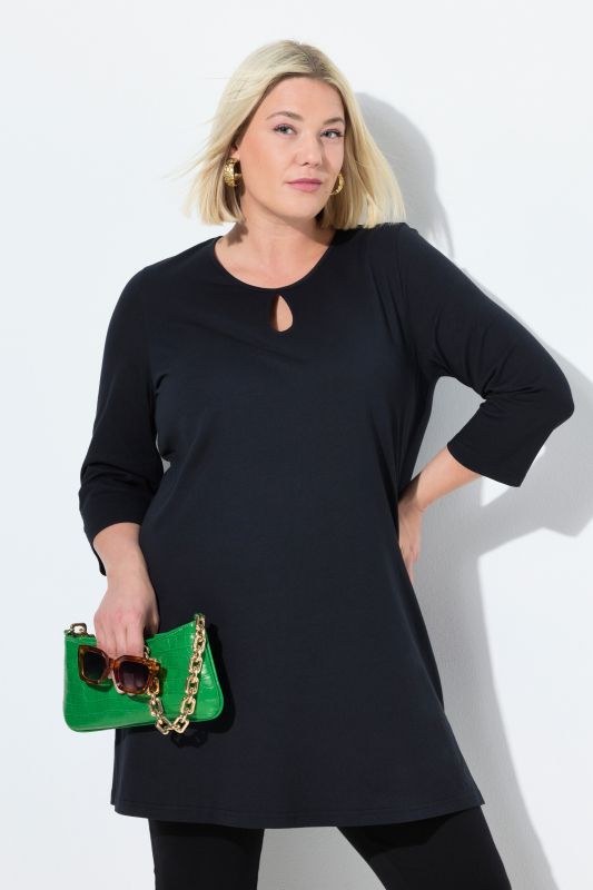 Keyhole Cutout 3/4 Sleeve Knit Tunic