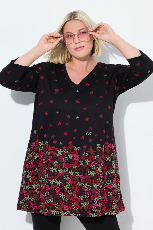 Falling Petals Knit 3/4 Sleeve Tunic