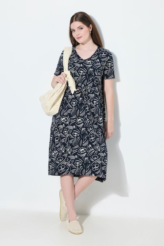 Eco Cotton Sketchbook Garden Short Sleeve Dress