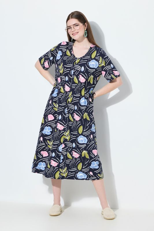 Eco Cotton Floral Print Short Sleeve Dress