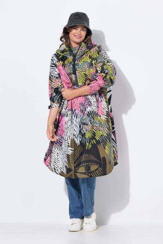Mixed Print Rain Ponch